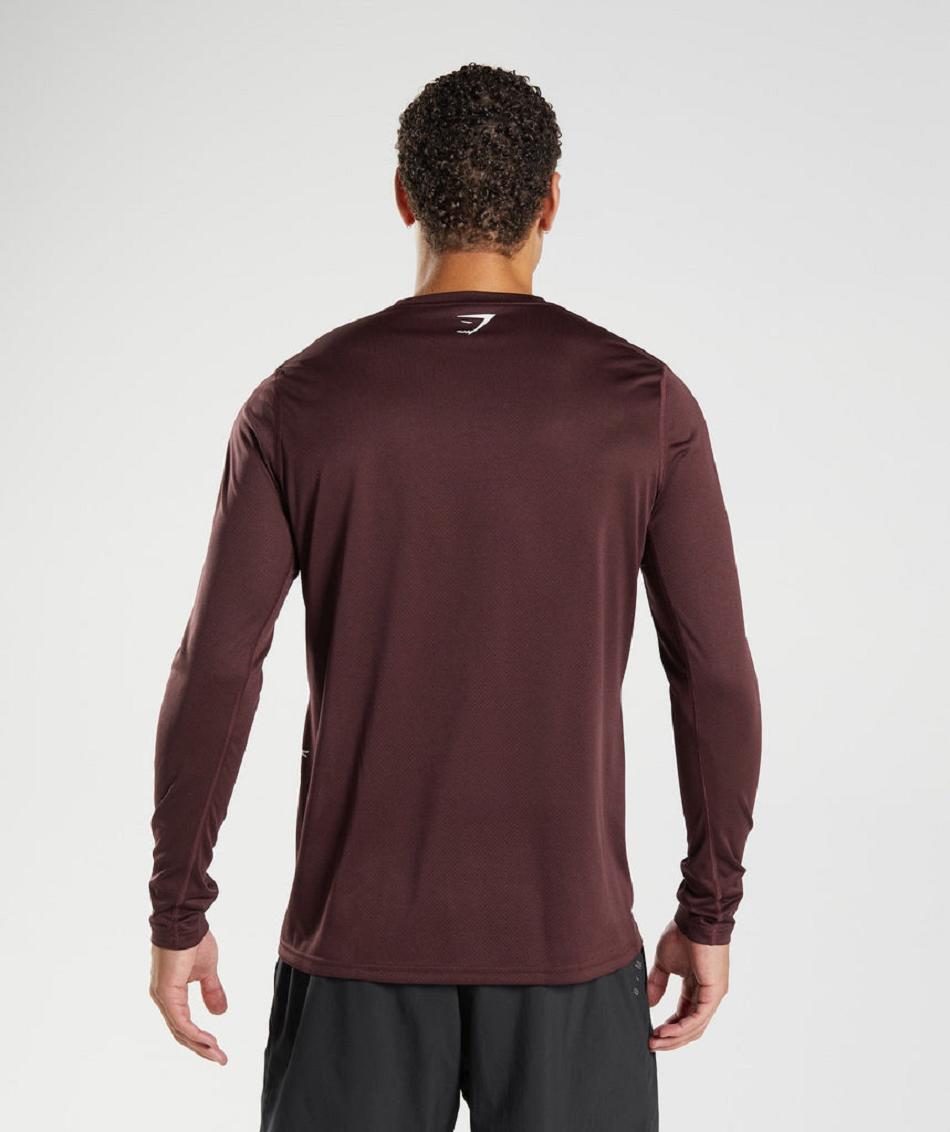 Long Sleeve Męskie Gymshark Sportowe Bordowe Czarne | PL 3638SGL